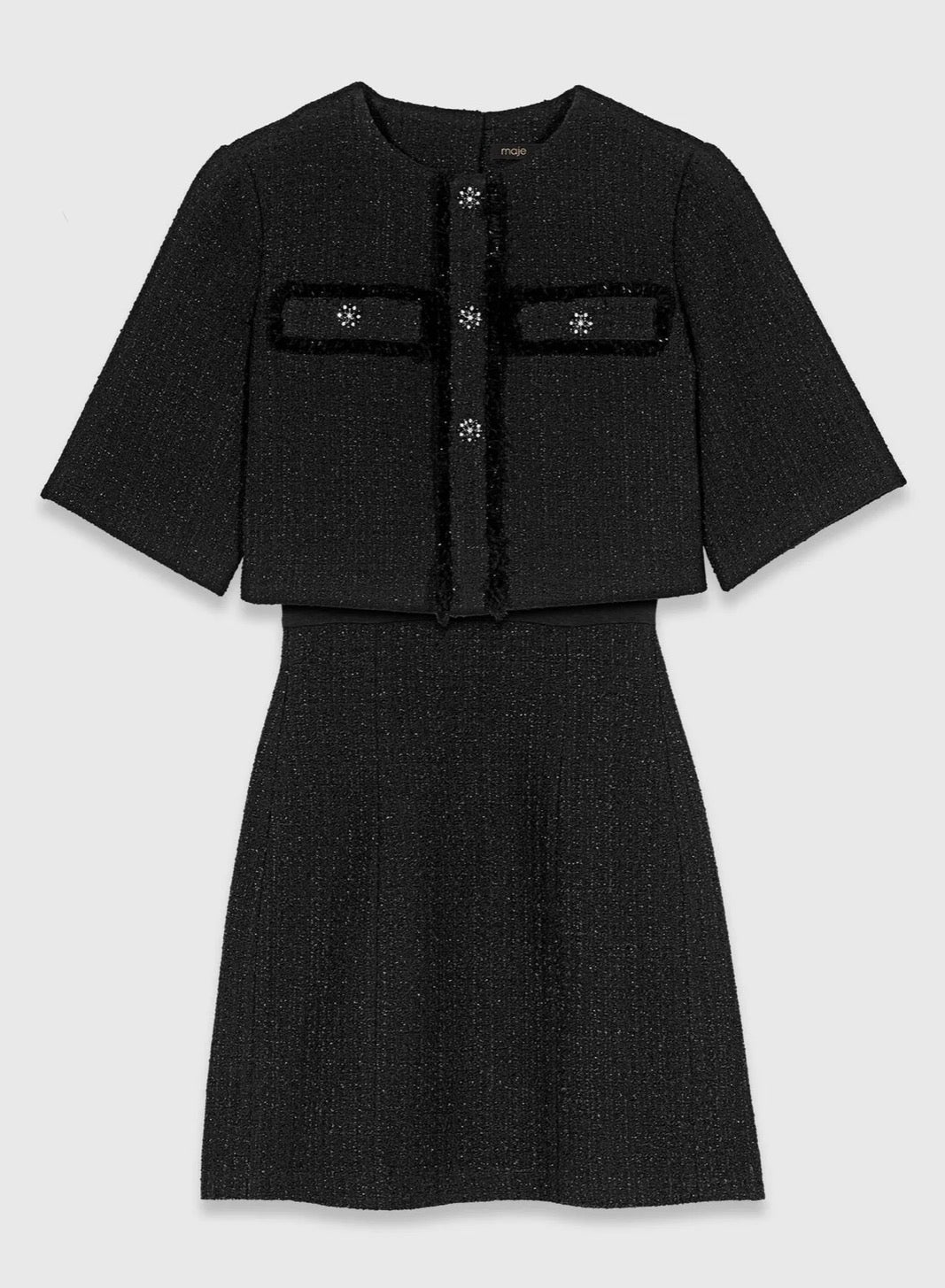 MAJE DRESS SHINY TWEED