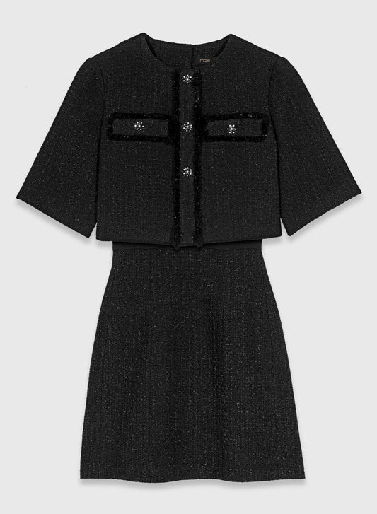 MAJE DRESS SHINY TWEED