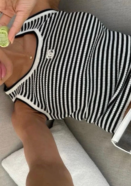 „CC“ Black Stripe Top