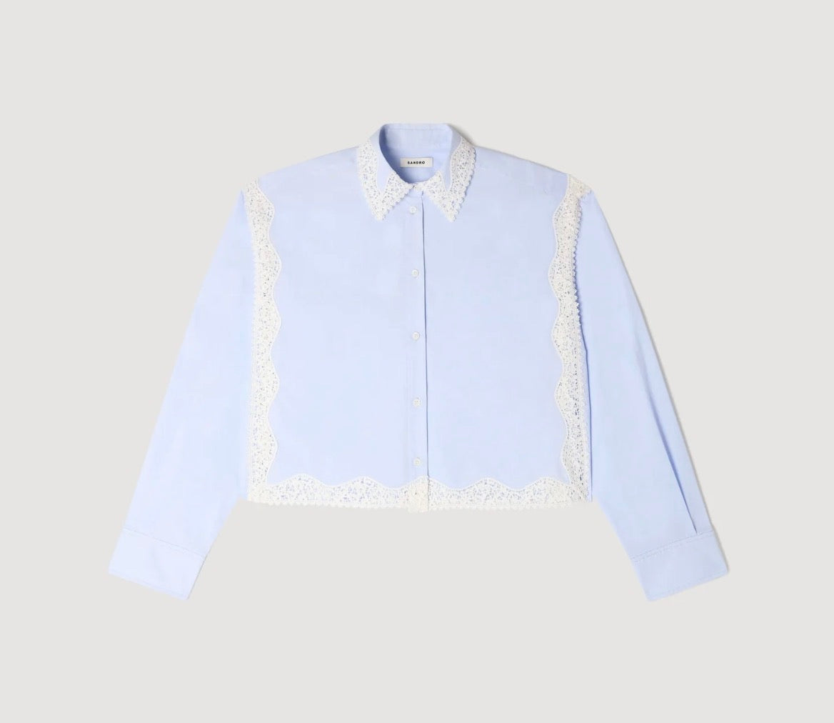 SANDRA LACE DETAIL SHIRT BLUE